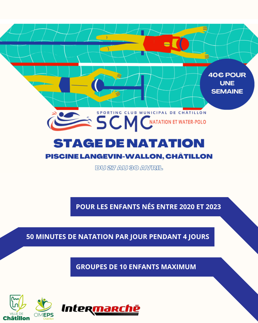 Stage de natation – Vacances de Pâques à Châtillon