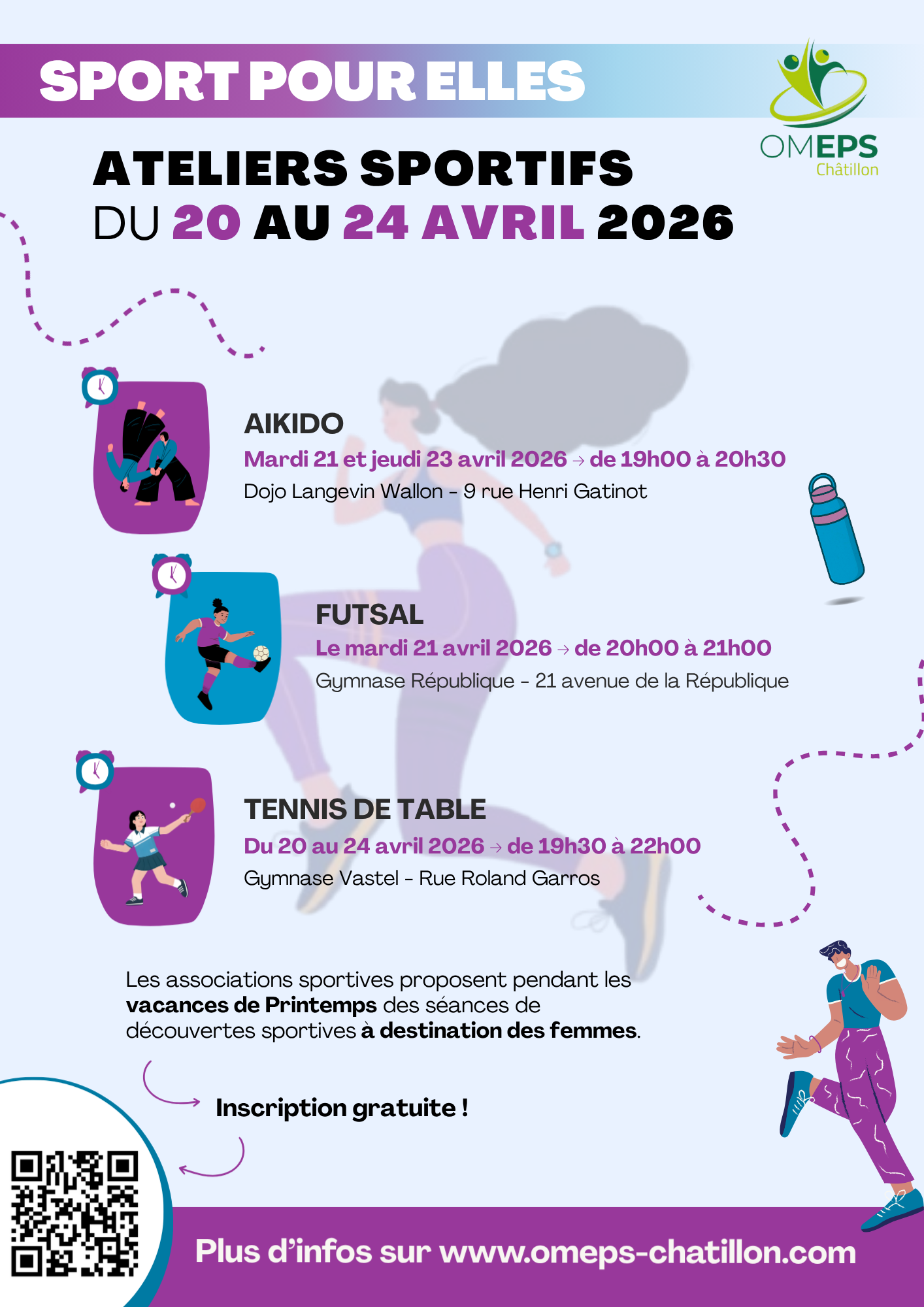 Ateliers sportifs du 20 au 24 avril 2026, SPORT POUR ELLE